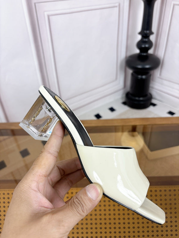 YSL High-Heeled Sandal 5.5cm White Patent Leather 932057