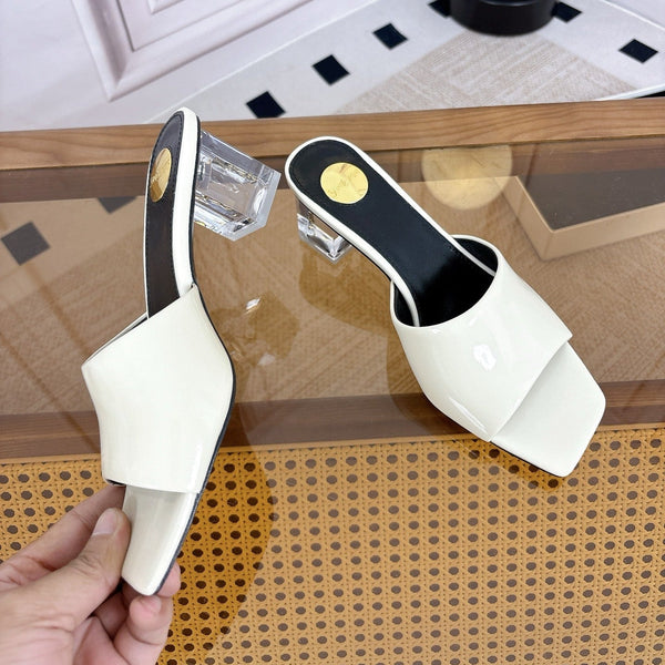 YSL High-Heeled Sandal 5.5cm White Patent Leather 932057
