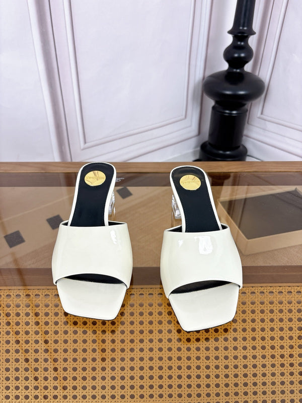 YSL High-Heeled Sandal 5.5cm White Patent Leather 932057