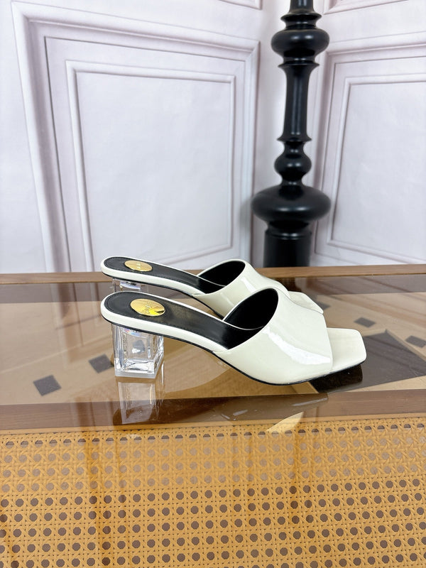YSL High-Heeled Sandal 5.5cm White Patent Leather 932057