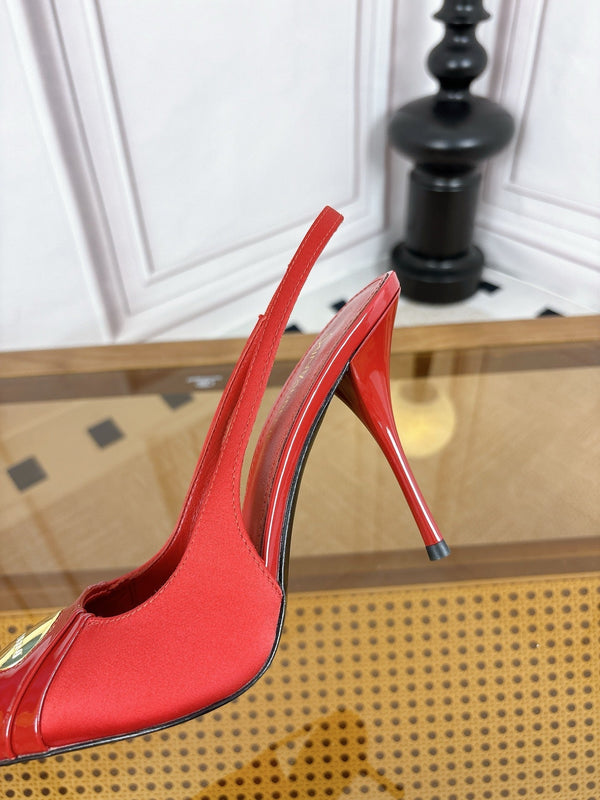 YSL Louis Slingback 10cm Red Satin Patent Leather 932059