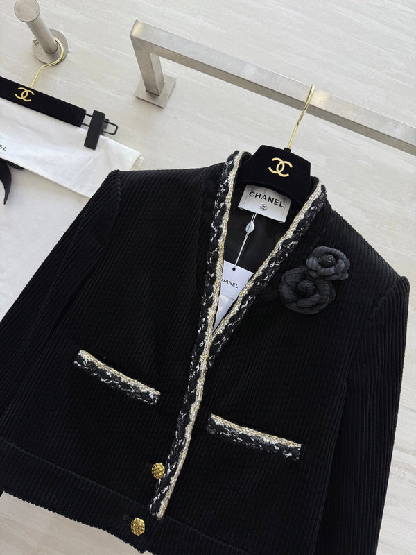 CC FW 25/26 Corduroy Jacket Black White Tweed 343352
