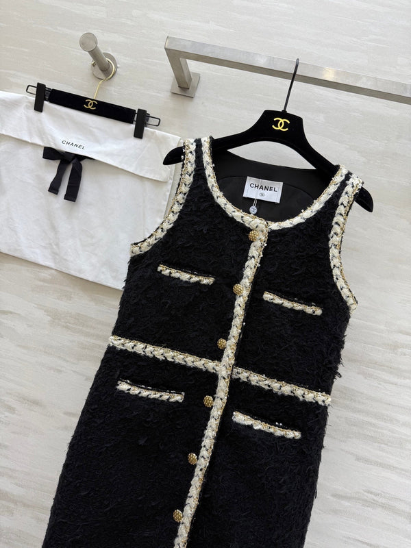CC FW 25/26 Dress Black White Tweed 343342