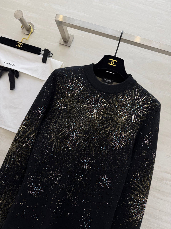 CC Fireworks Rhinestone Long-Sleeved Top Black 344731