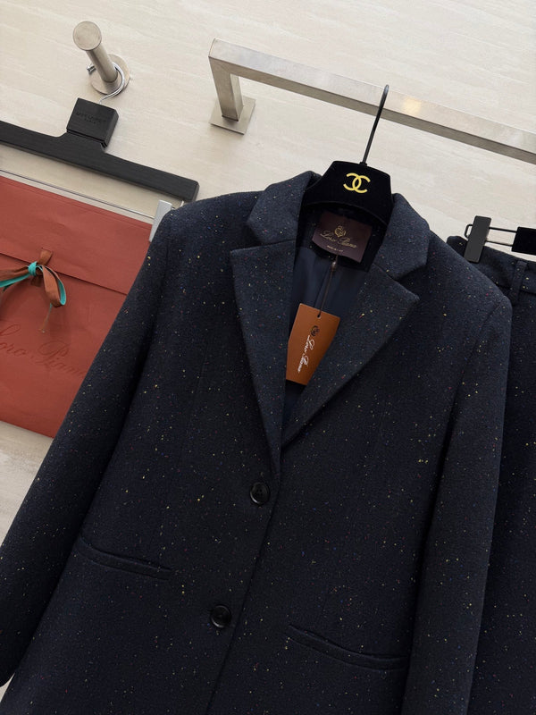 LP Blend Suit Set Dark Blue Spotted Wool 346557