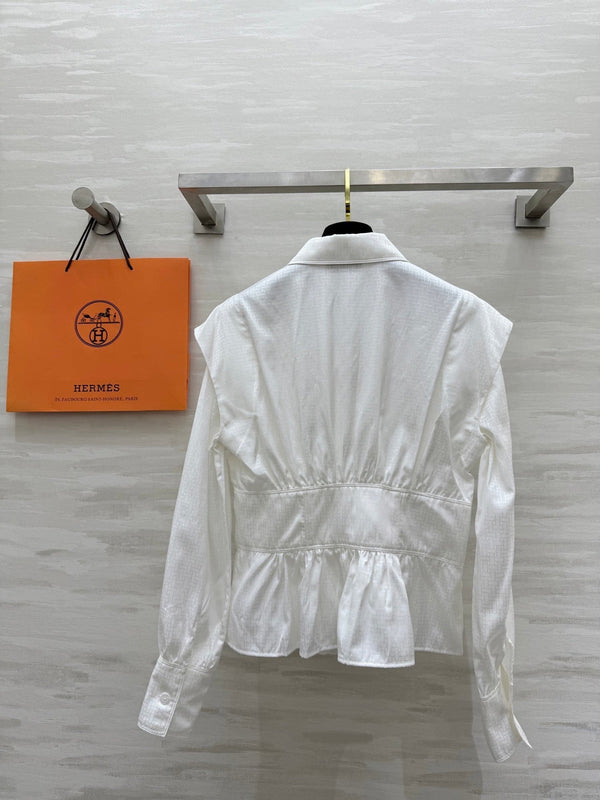 HM Jacquard Shirt with Slim Fit White Silk Cotton 346524