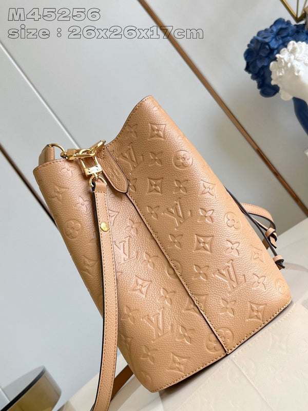 LV Neo Noe Bucket Bag 26cm Brown White Monogram Empteinte Calfskin