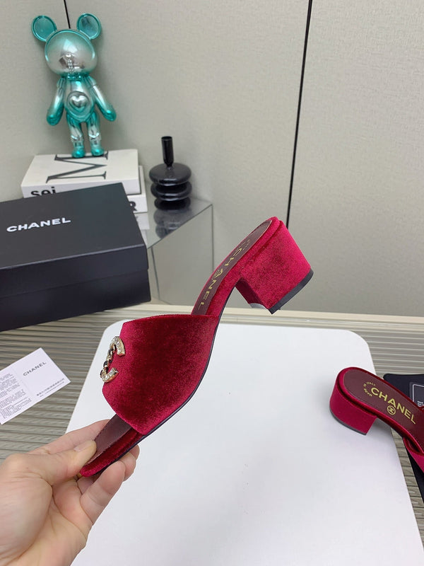 CC Mule Sandals 50m In Dark Red Velvet 148971