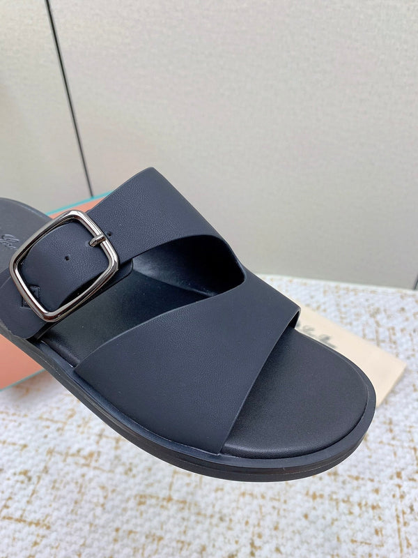 LP Men Sandals In Classic Black Calfskin
