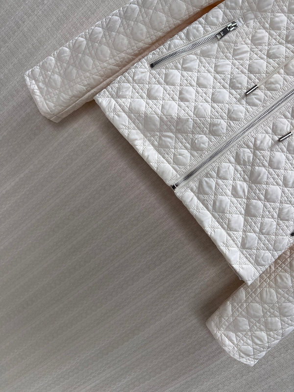CD 26s Zipped Macrocannage Jacket Cream Quilted Technical Taffeta 420989