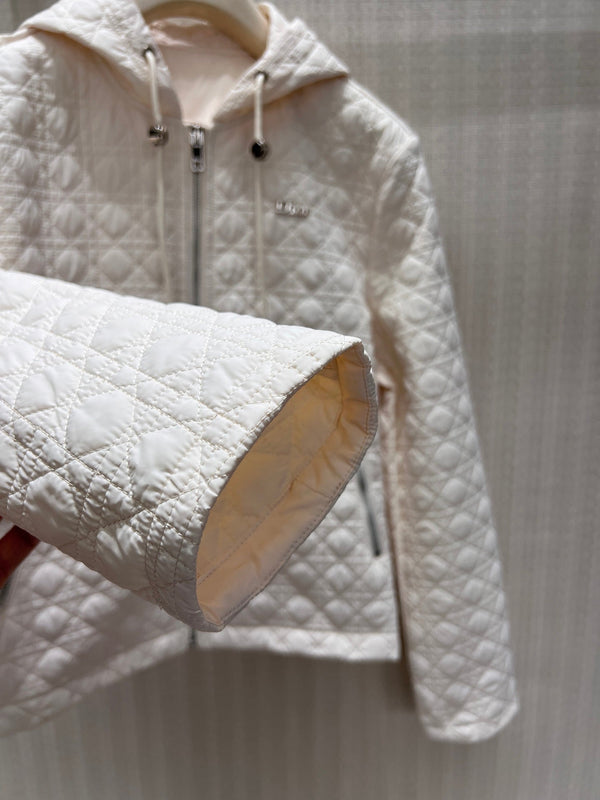 CD 26s Zipped Macrocannage Jacket Cream Quilted Technical Taffeta 420989