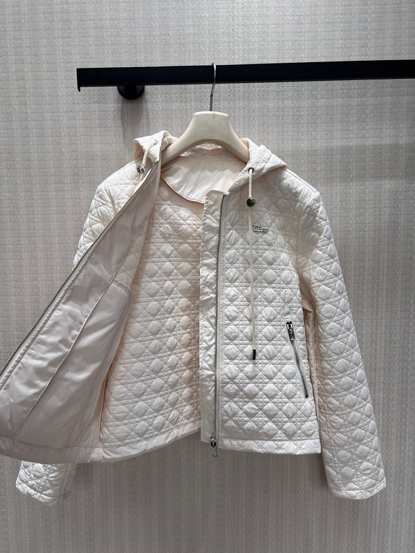 CD 26s Zipped Macrocannage Jacket Cream Quilted Technical Taffeta 420989