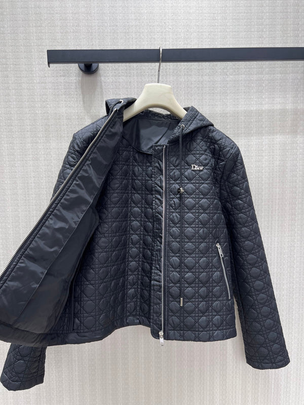 CD 26s Zipped Macrocannage Jacket Black Quilted Technical Taffeta 420990