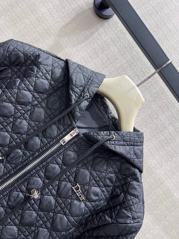 CD 26s Zipped Macrocannage Jacket Black Quilted Technical Taffeta 420990