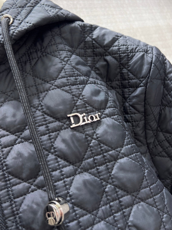 CD 26s Zipped Macrocannage Jacket Black Quilted Technical Taffeta 420990