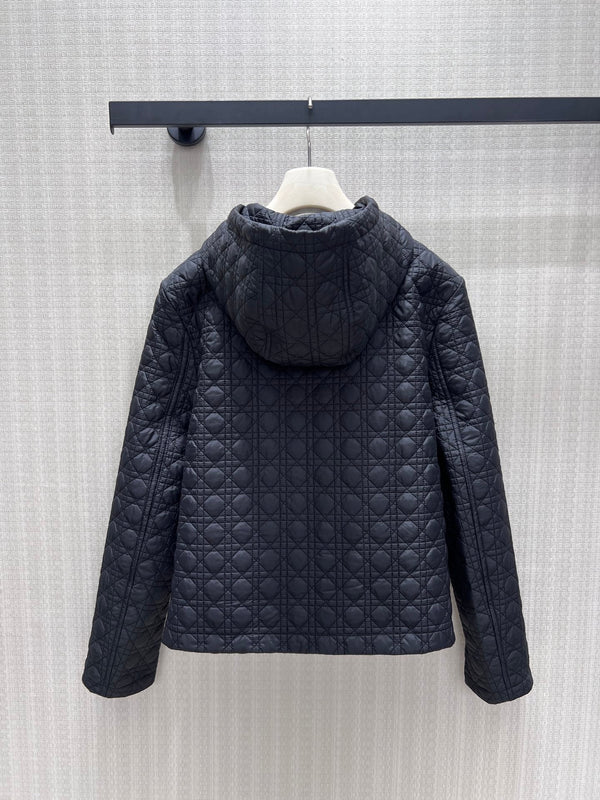 CD 26s Zipped Macrocannage Jacket Black Quilted Technical Taffeta 420990