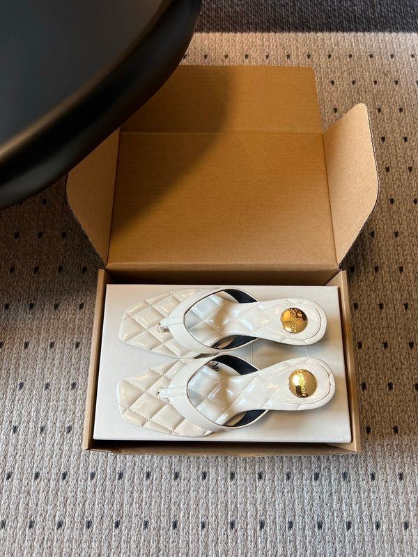 YSL Sip Sandal 4.5cm White Smooth Leather 932323