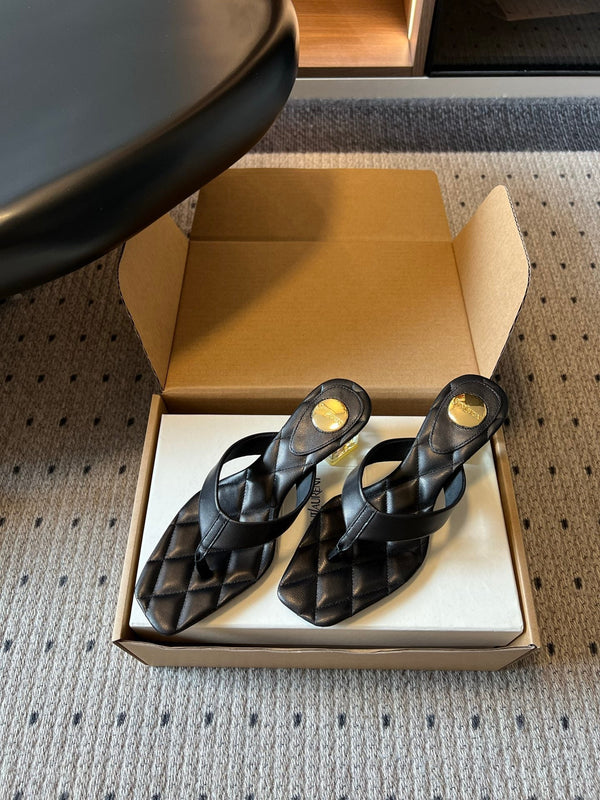 YSL Sip Sandal 4.5cm Black Smooth Leather 932324