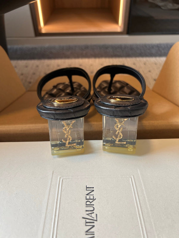 YSL Sip Sandal 4.5cm Black Smooth Leather 932324