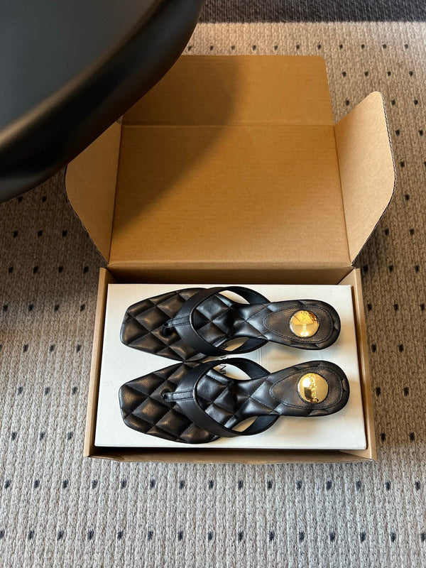 YSL Sip Sandal 4.5cm Black Smooth Leather 932324