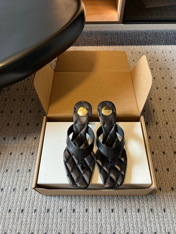 YSL Sip Sandal 4.5cm Black Smooth Leather 932324