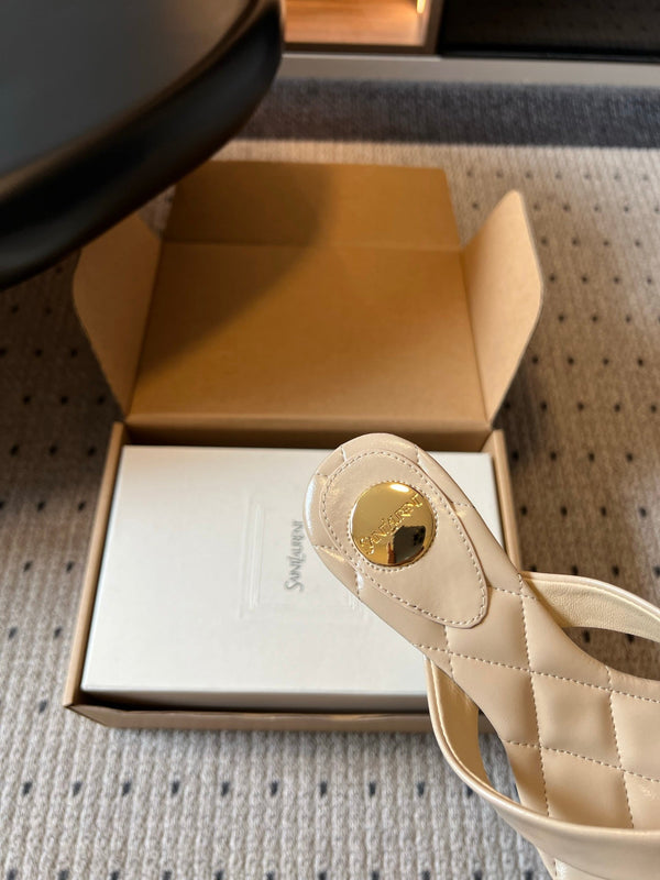 YSL Sip Sandal 4.5cm Beige Smooth Leather 932322