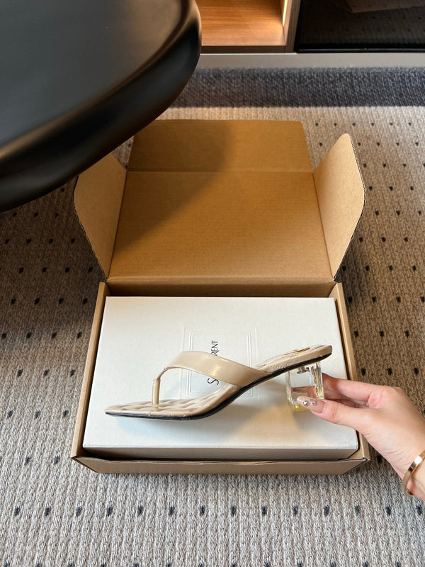 YSL Sip Sandal 4.5cm Beige Smooth Leather 932322