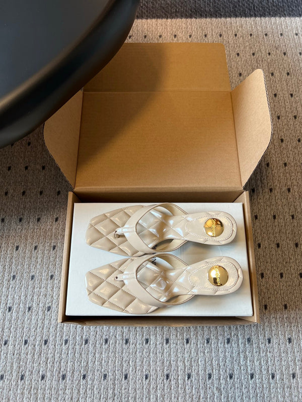 YSL Sip Sandal 4.5cm Beige Smooth Leather 932322