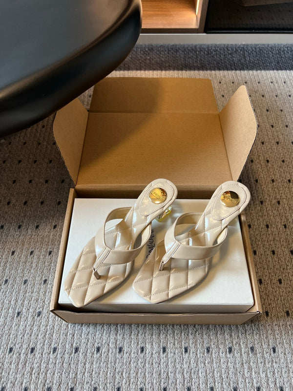 YSL Sip Sandal 4.5cm Beige Smooth Leather 932322