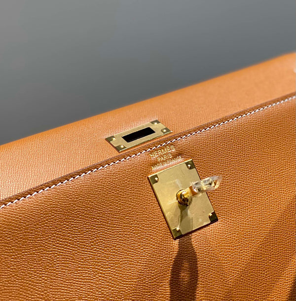 HM Kelly Elan 27cm Gold Leather Ghw