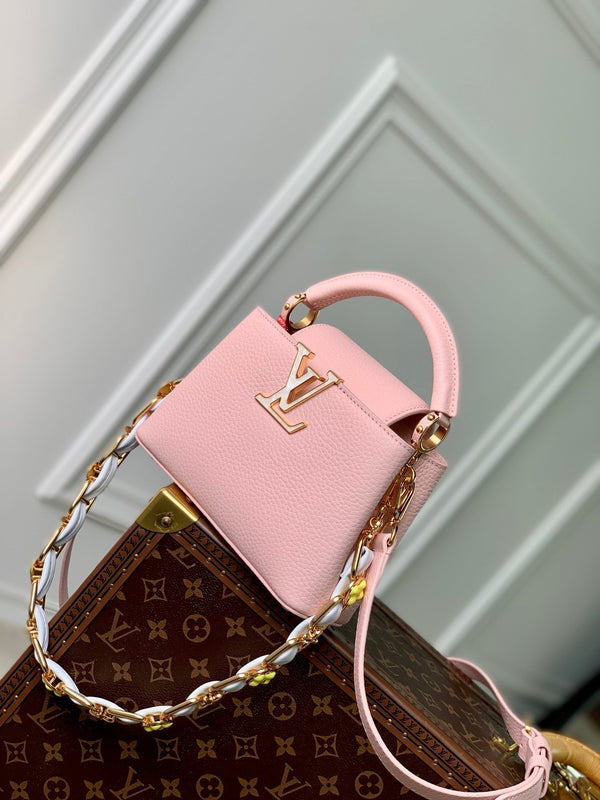 CAPUCINES MINI 21 PINK TAURILLON MOP GOLD HARDWARE