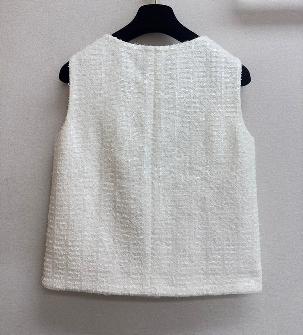 CC Vest Coat White Cotton Polyamide 232717