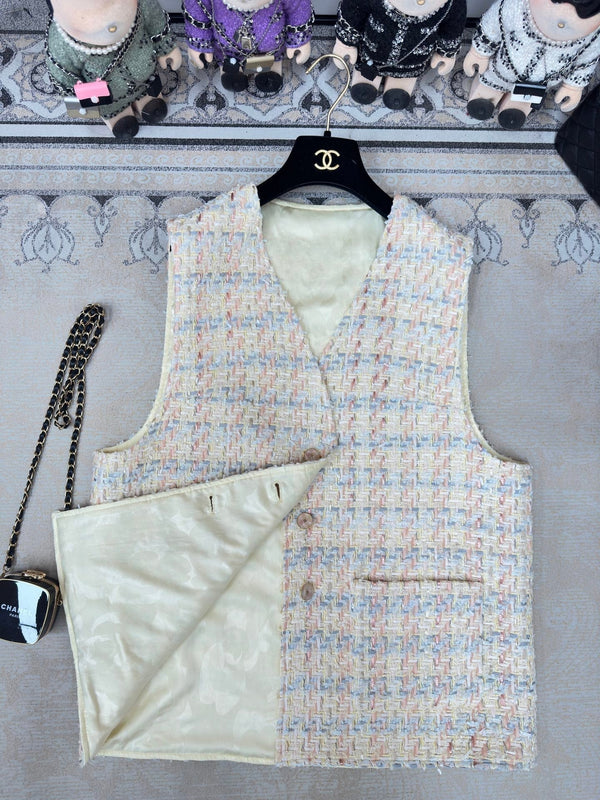 CC Vest Pink Blue Cotton Polyamide 237354