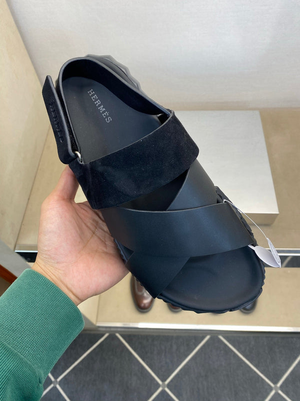 HM Men's Electric Sandals Black Suede Calfskin 602591