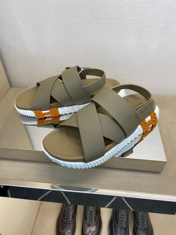 HM Men's Electric Sandals Moss Green Calfskin 602595
