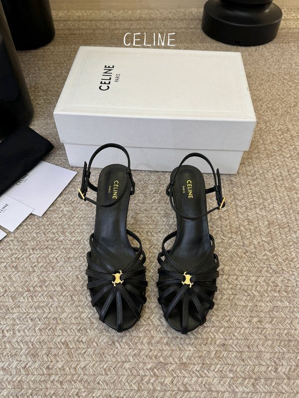 CL Triomphe Sandal 6.5cm Black Lambskin 835889
