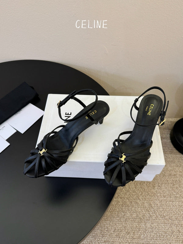 CL Triomphe Sandal 6.5cm Black Lambskin 835889