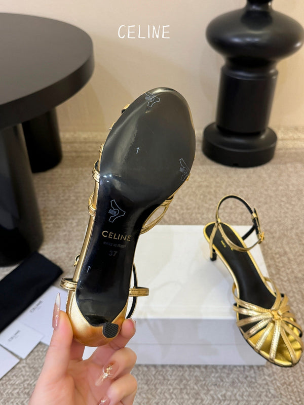 CL Triomphe Sandal 6.5cm Gold Laminated Lambskin 835896