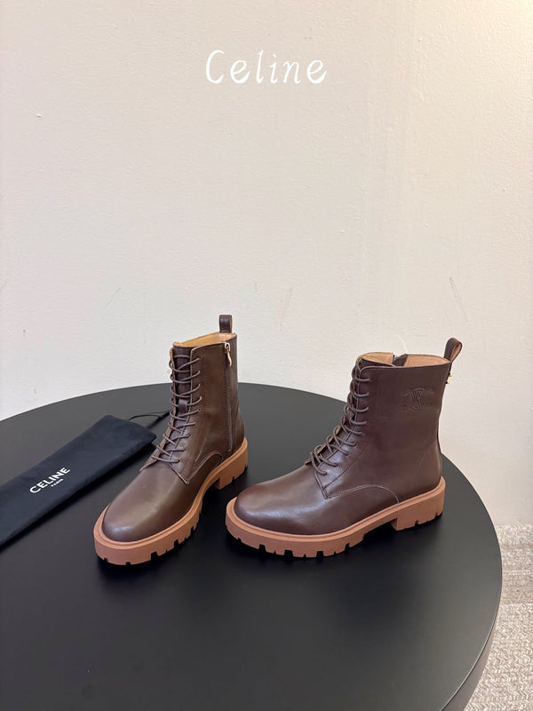 CE 26s Triomphe Platform Martin Boots Caramel Lambskin 104891