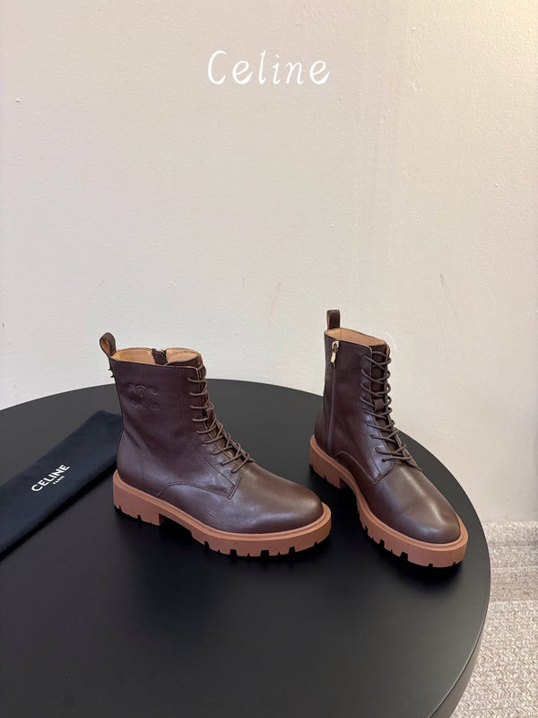 CE 26s Triomphe Platform Martin Boots Caramel Lambskin 104891