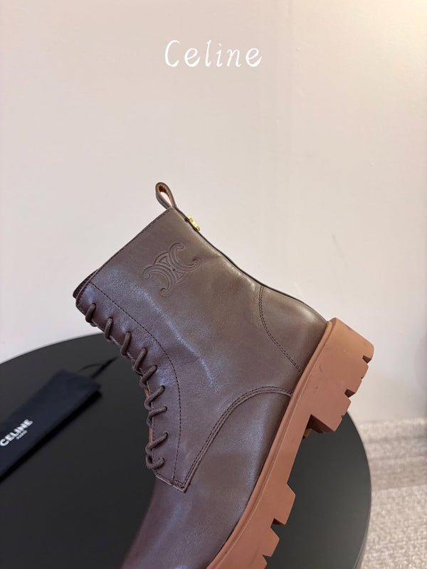 CE 26s Triomphe Platform Martin Boots Caramel Lambskin 104891