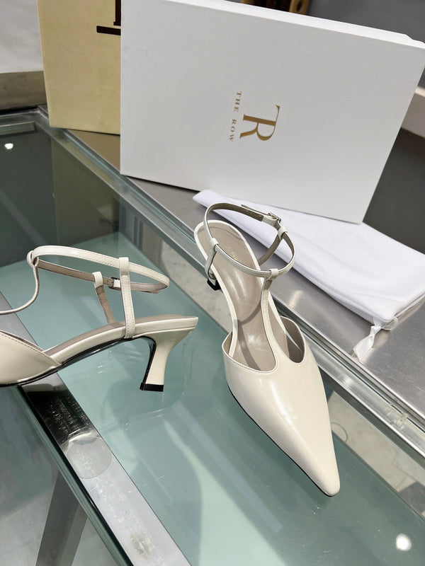 TR 26s Pointed-Toe Slingbacks White Lambskin 997835