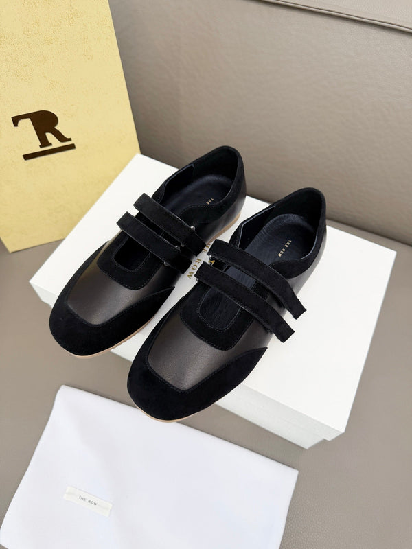 The Row Adjustable Strap Sneakers Black Suede 832655