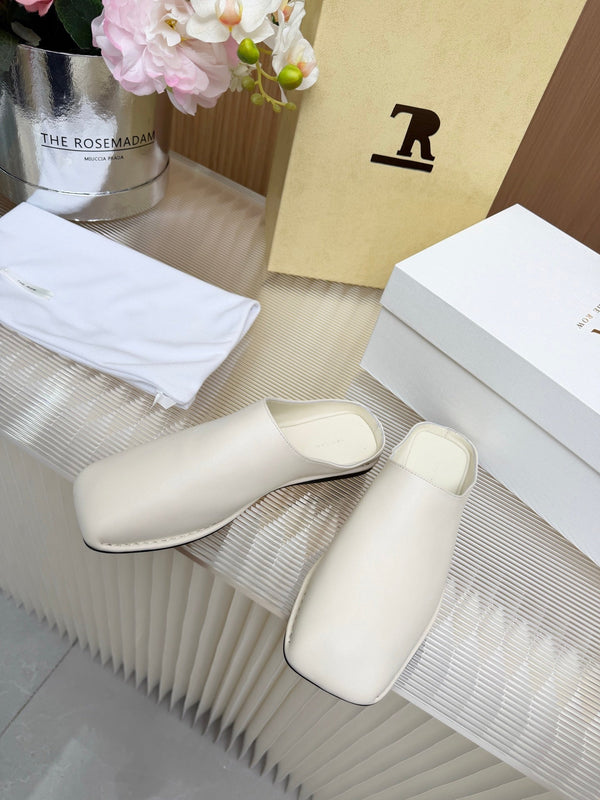 The Row Piper Slide White Leather 707516