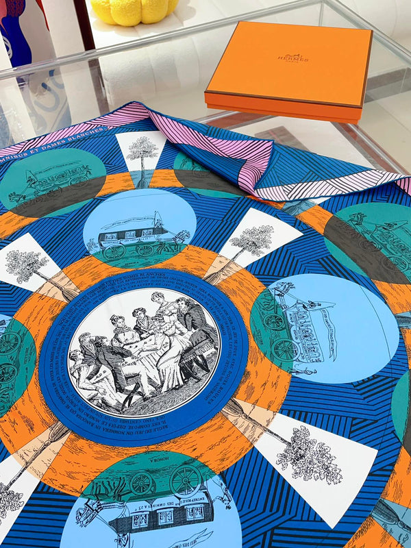 Jeu Des Omnibus Remix Scarf 90 CM In Colorful Silk Twill 211109
