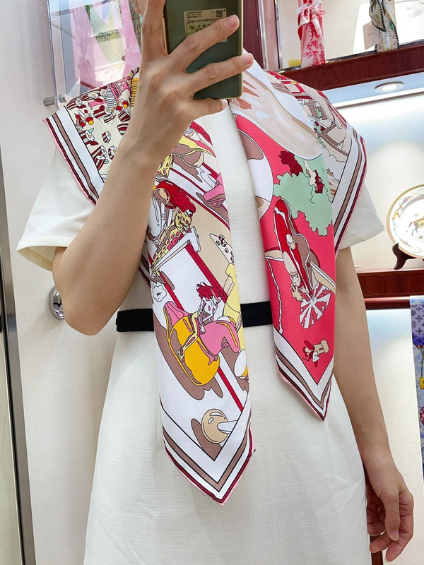Locomotion Shawl 90 CM In Colorful Silk Twill 225467