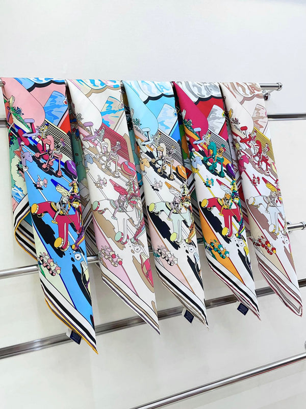 Locomotion Shawl 90 CM In Colorful Silk Twill 225468