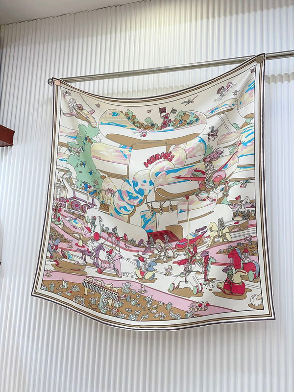 Locomotion Shawl 90 CM In Colorful Silk Twill 225470