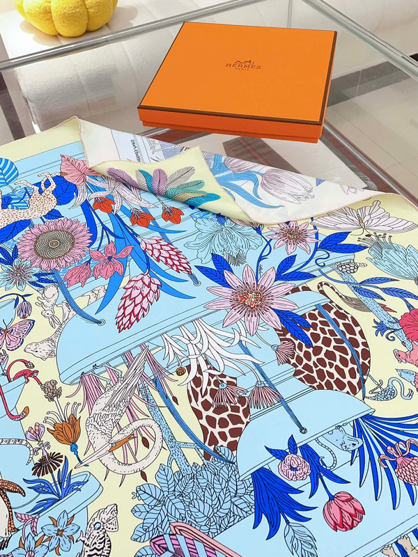 Precious Paradise Scarf 90 CM In Colorful Silk Twill 234593