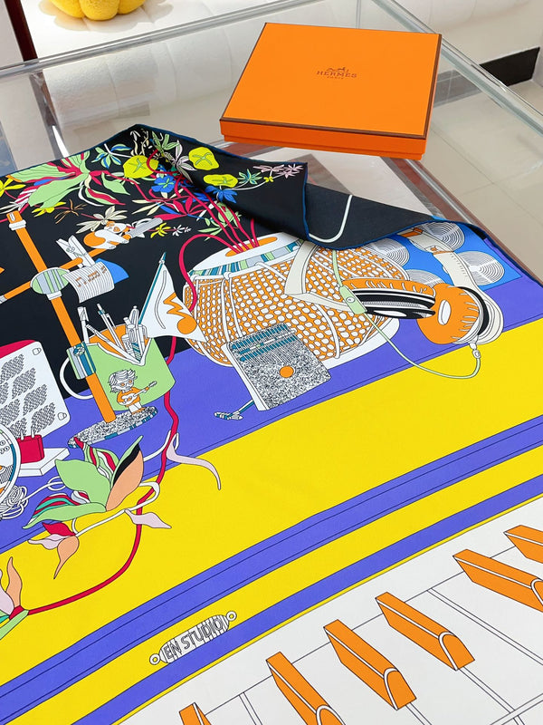 En Studio Scarf 90 CM In Colorful Silk Twill 235407